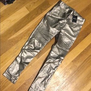 Metallic Moto Leggings